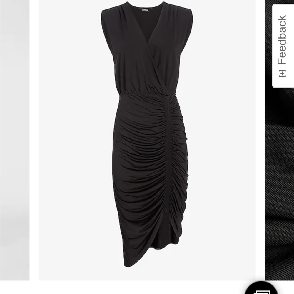 Faux wrap ruched sheath dress